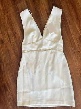 Endless Rose White V-Neck Cutout Mini Dress